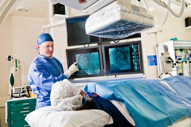 Hyfrecator electrosurgical device used in cardiology for coagulating blood vessels and performing precise tissue procedures during cardiac surgery.
