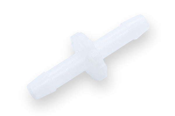 Polypropylene plastic hose barb connector. 