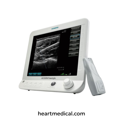 Siemens Healthineers ACUSON Freestyle Elite ultrasound system with wireless probe and touchscreen console on cart