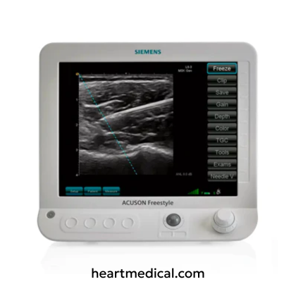 Siemens Healthineers ACUSON Freestyle Elite ultrasound system with wireless probe and touchscreen console on cart