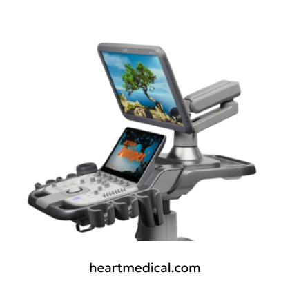 Siemens Healthineers ACUSON Juniper CV Edition ultrasound system with monitor, control panel, and probes on cart