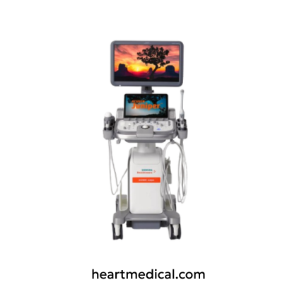 Siemens Healthineers ACUSON Juniper CV Edition ultrasound system with monitor, control panel, and probes on cart