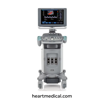 Siemens Healthineers ACUSON X300 ultrasound system with monitor, control panel, and probes on cart in clinic