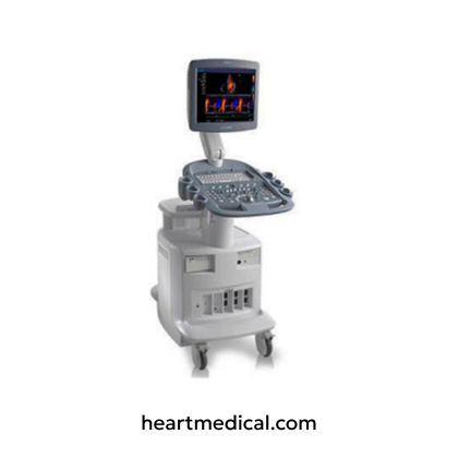 Siemens Healthineers ACUSON X500 ultrasound system with monitor, control panel, and probes on cart in clinic