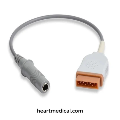 Marquette compatible temperature adapter with female mono plug connector for patient monitoring systems