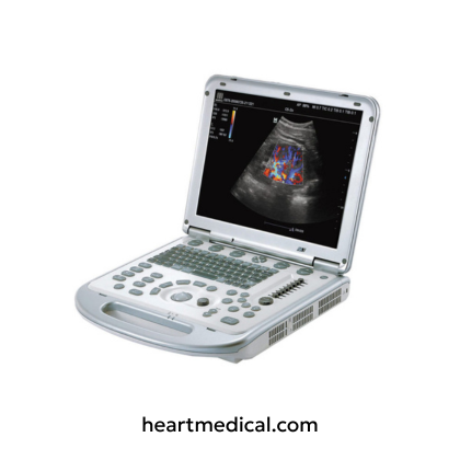 Mindray M7 Diagnostic Ultrasound System portable color Doppler ultrasound machine with HD display, control panel, and probe on cart in clinic