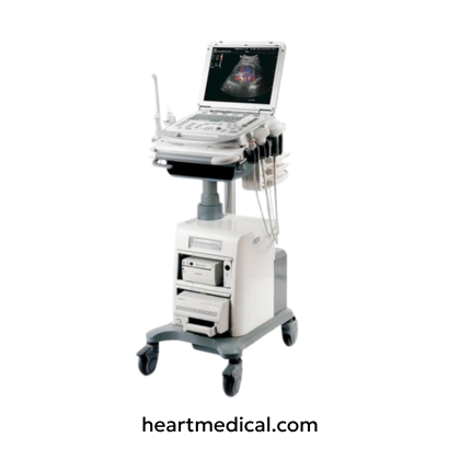 Mindray M7 Diagnostic Ultrasound System portable color Doppler ultrasound machine with HD display, control panel, and probe on cart in clinic