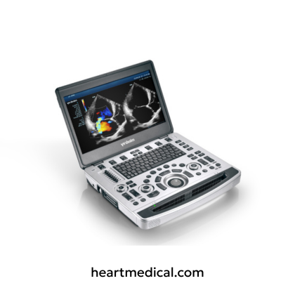 Mindray M9 Ultrasound Machine portable ultrasound system with HD display, control panel, and probe for clinical imaging