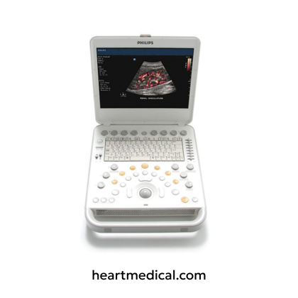 Philips CX30 portable ultrasound machine with monitor, control panel, and probe in clinical setting