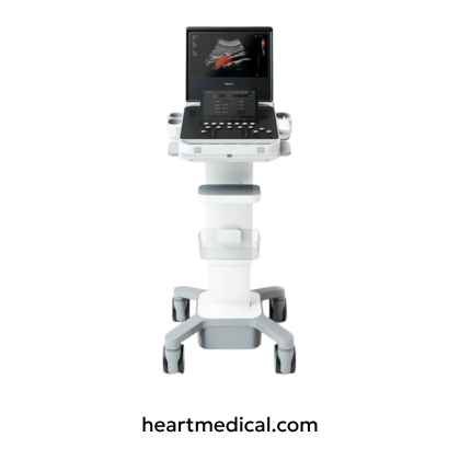 Philips Compact 5500 ultrasound system with HD display, control panel, and probe on mobile cart