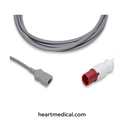Datascope compatible temperature adapter with rectangular dual pin connector for patient monitoring systems