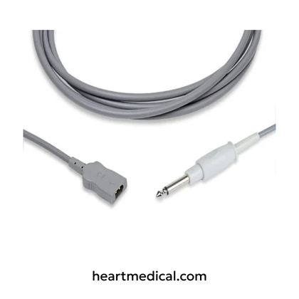 Datascope compatible temperature adapter with rectangular dual pin connector for patient monitoring systems
