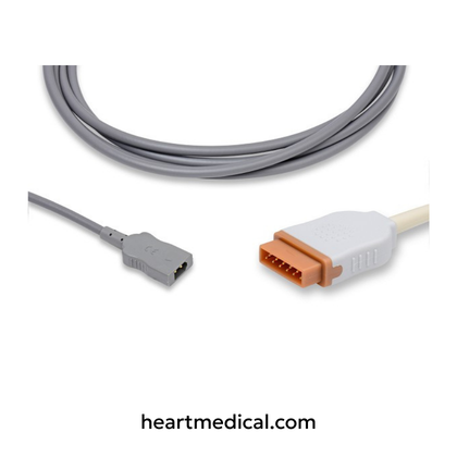 Marquette compatible temperature adapter with rectangular dual pin connector for patient monitoring systems