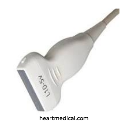 “Siemens L10-5 linear array ultrasound transducer by Siemens Healthineers designed for vascular, small parts, and musculoskeletal imaging applications.”