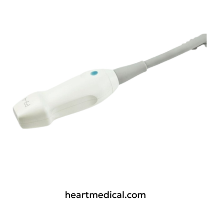 “Siemens P9-4 phased array ultrasound transducer by Siemens Healthineers designed for cardiac and abdominal imaging applications.”