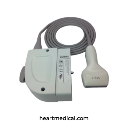 “Siemens VF8-3 linear array ultrasound transducer by Siemens Healthineers designed for vascular and general diagnostic imaging applications.”