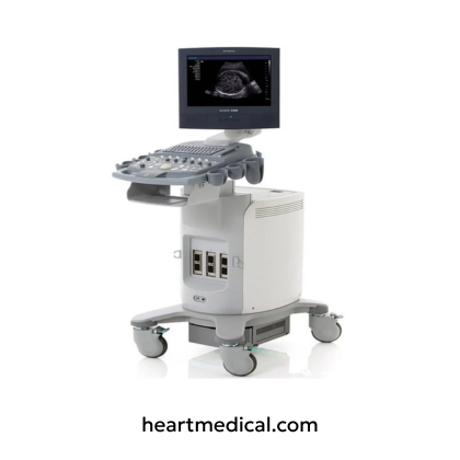 Siemens Healthineers X150 ultrasound machine with monitor, control panel, and probe on mobile cart in clinic setting