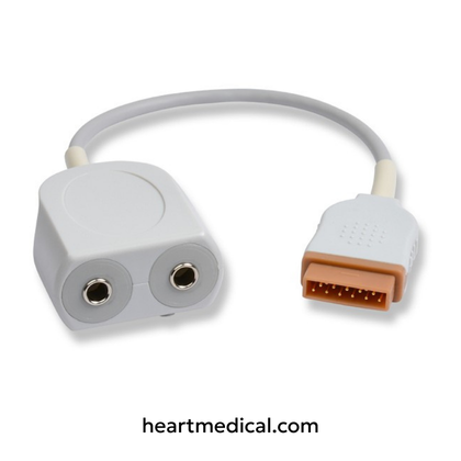Marquette compatible YSI 400 temperature adapter with dual female mono plug connectors for patient monitoring