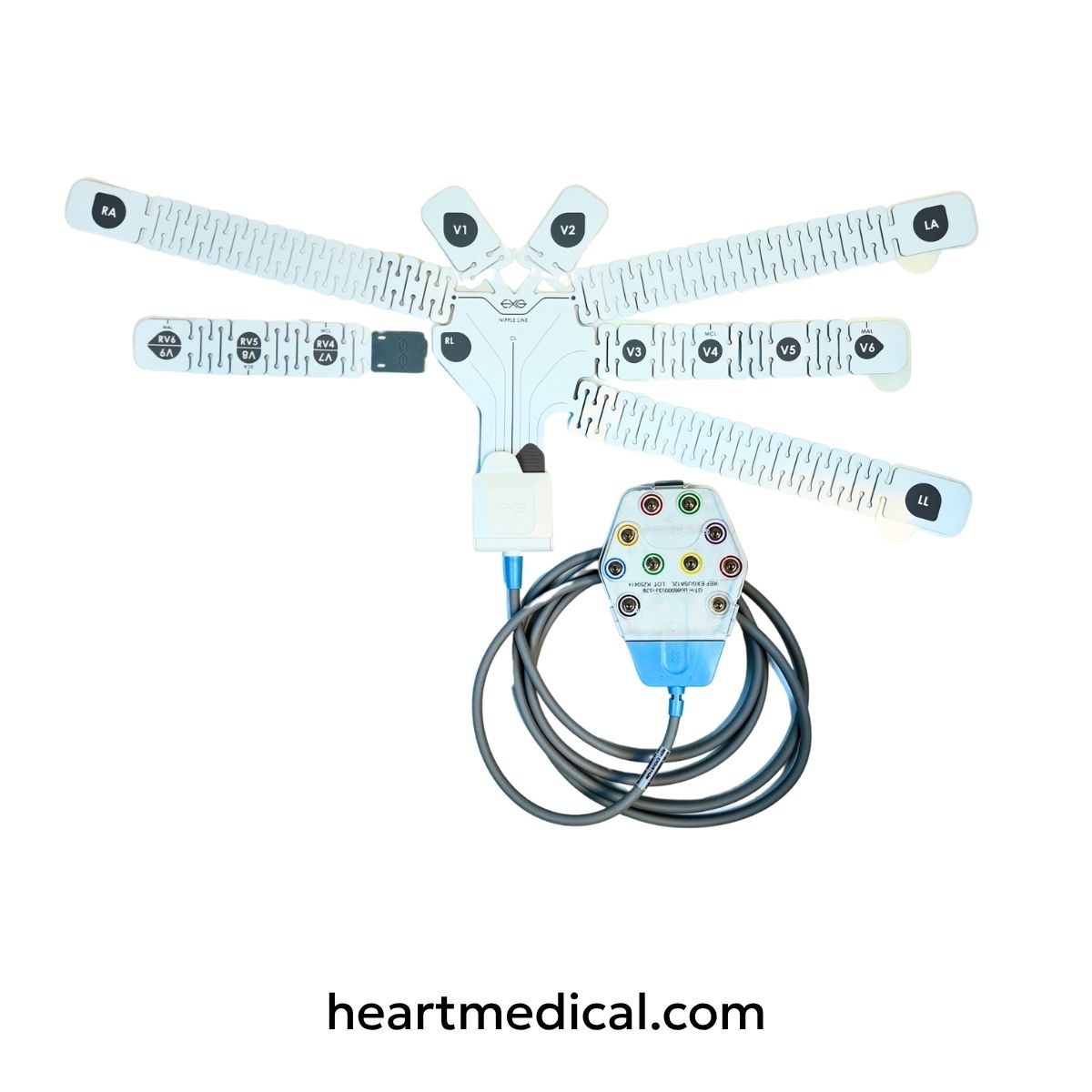 EXG 18-Lead kit: 12-Lead and 3-Lead electrodes with hexagonal single-cable adapter