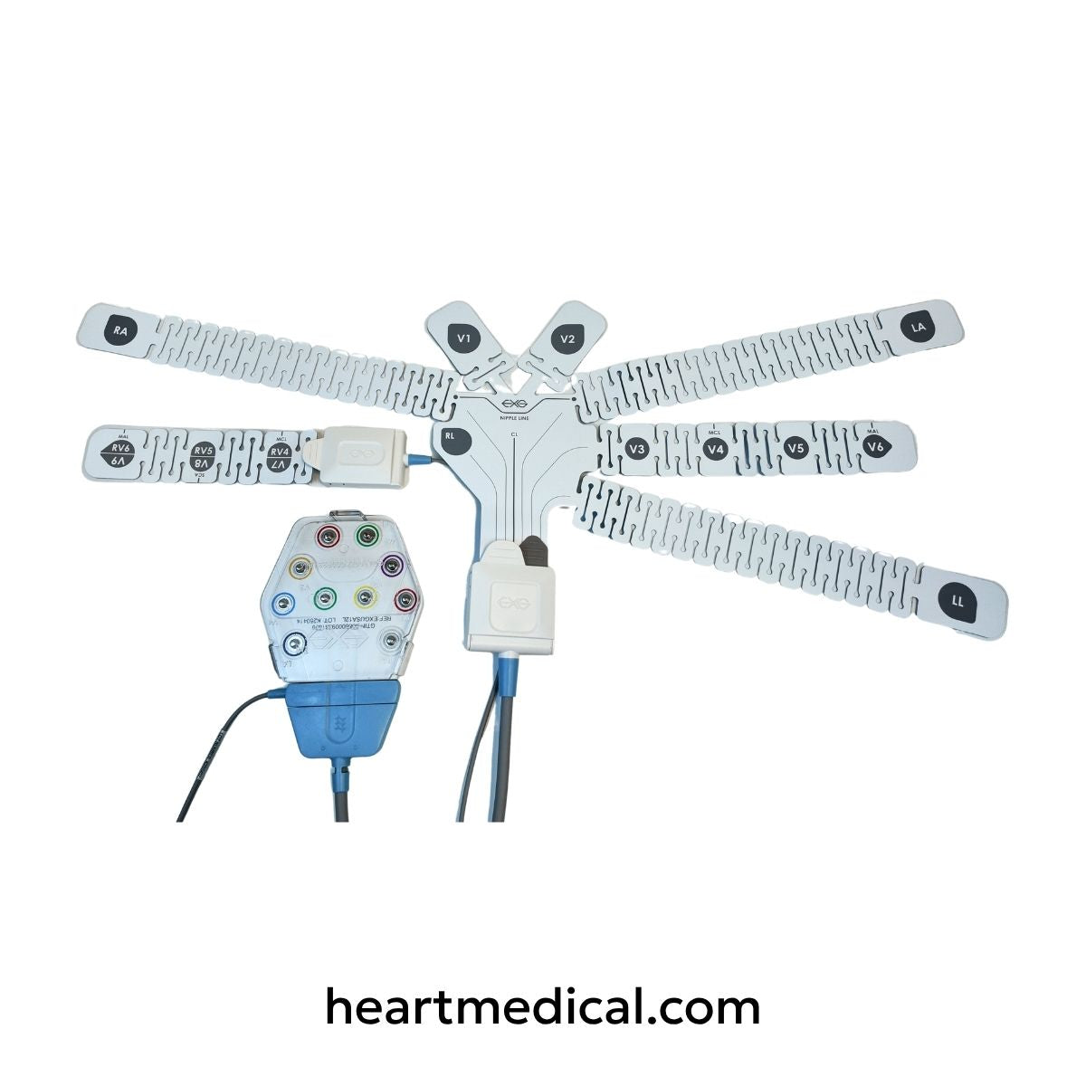 EXG 12-Lead Wearable ECG full electrode array with single-cable universal adapter