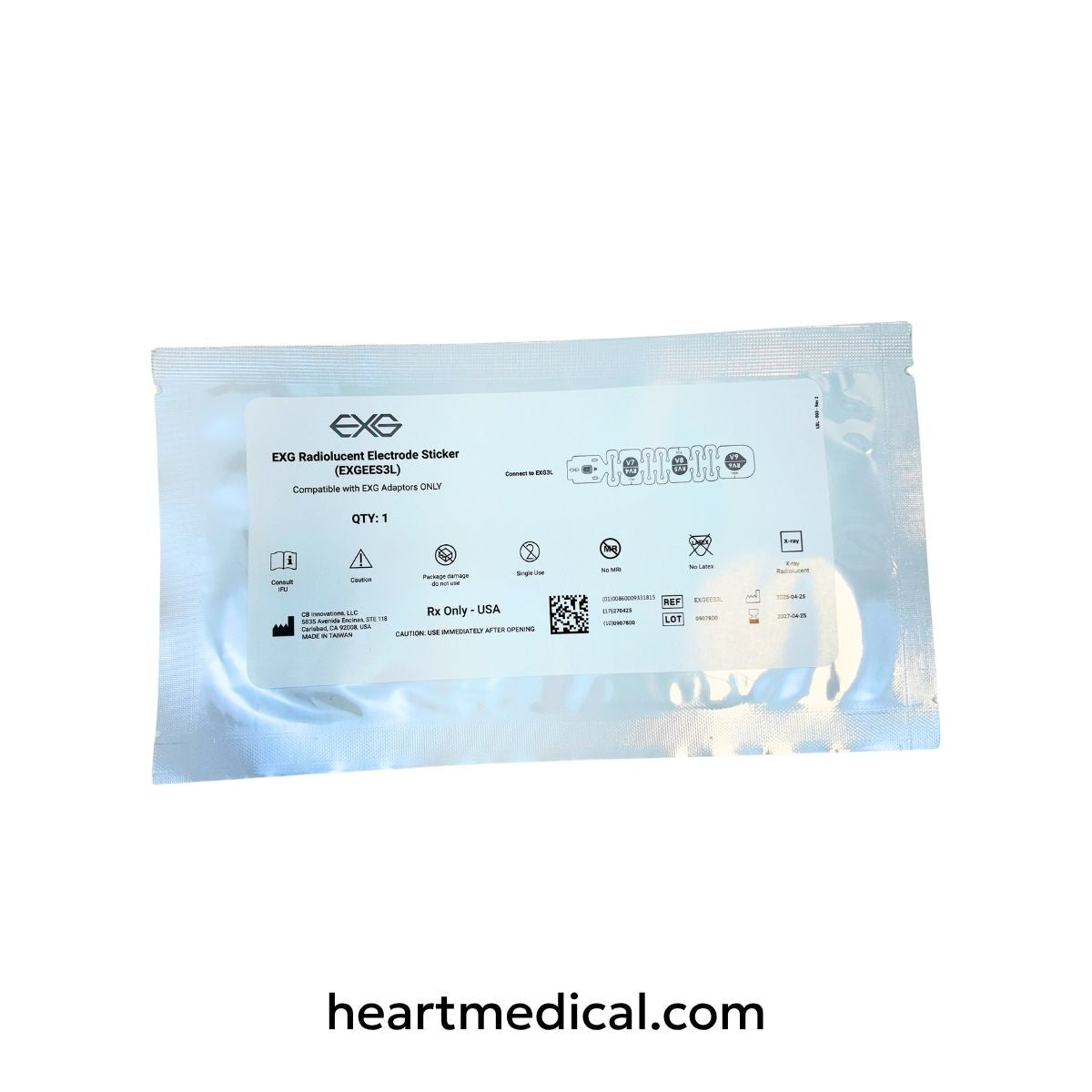 EXG Radiolucent 3-Lead Electrode (EXGEES3L) sterile packaging