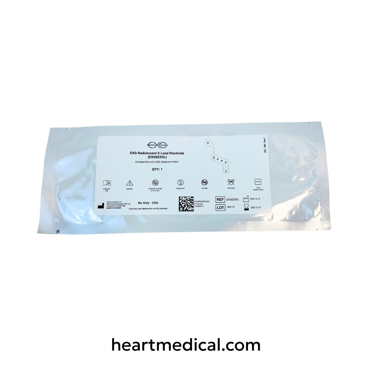 EXG Radiolucent 5-Lead Electrode (EXGEES5L) sterile packaging