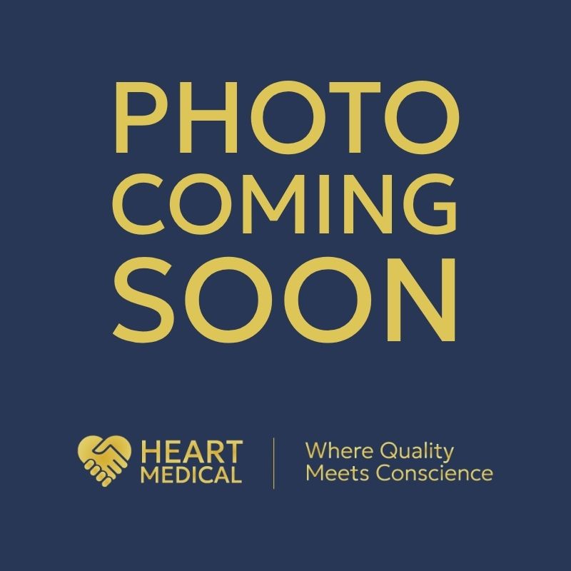 A dark navy blue placeholder graphic with large gold text reading 'PHOTO COMING SOON' and the Heart Medical logo and tagline at the bottom.