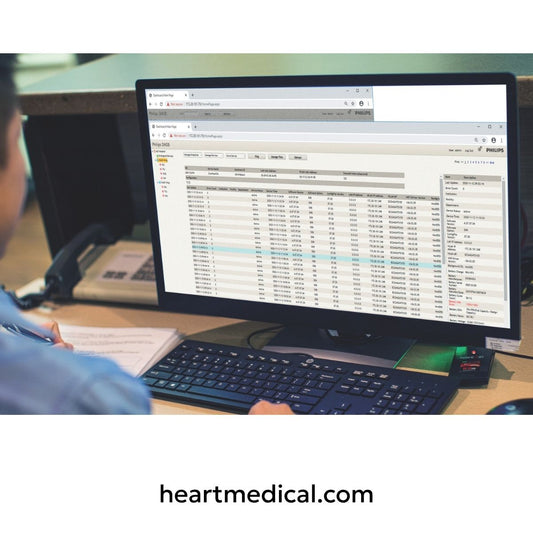 Philips Device Management Dashboard (DMDB) dashboard showing real-time EKG device management and network status.